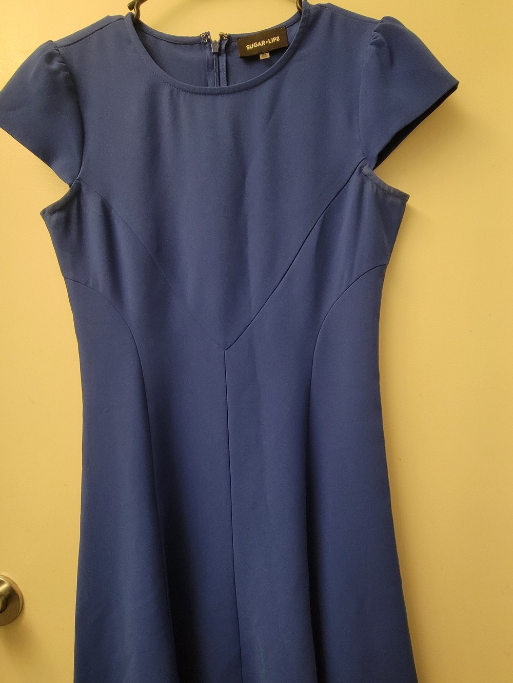 Sugarlips Royal Blue Cap-Sleeve Fit & Flare Midi Dress